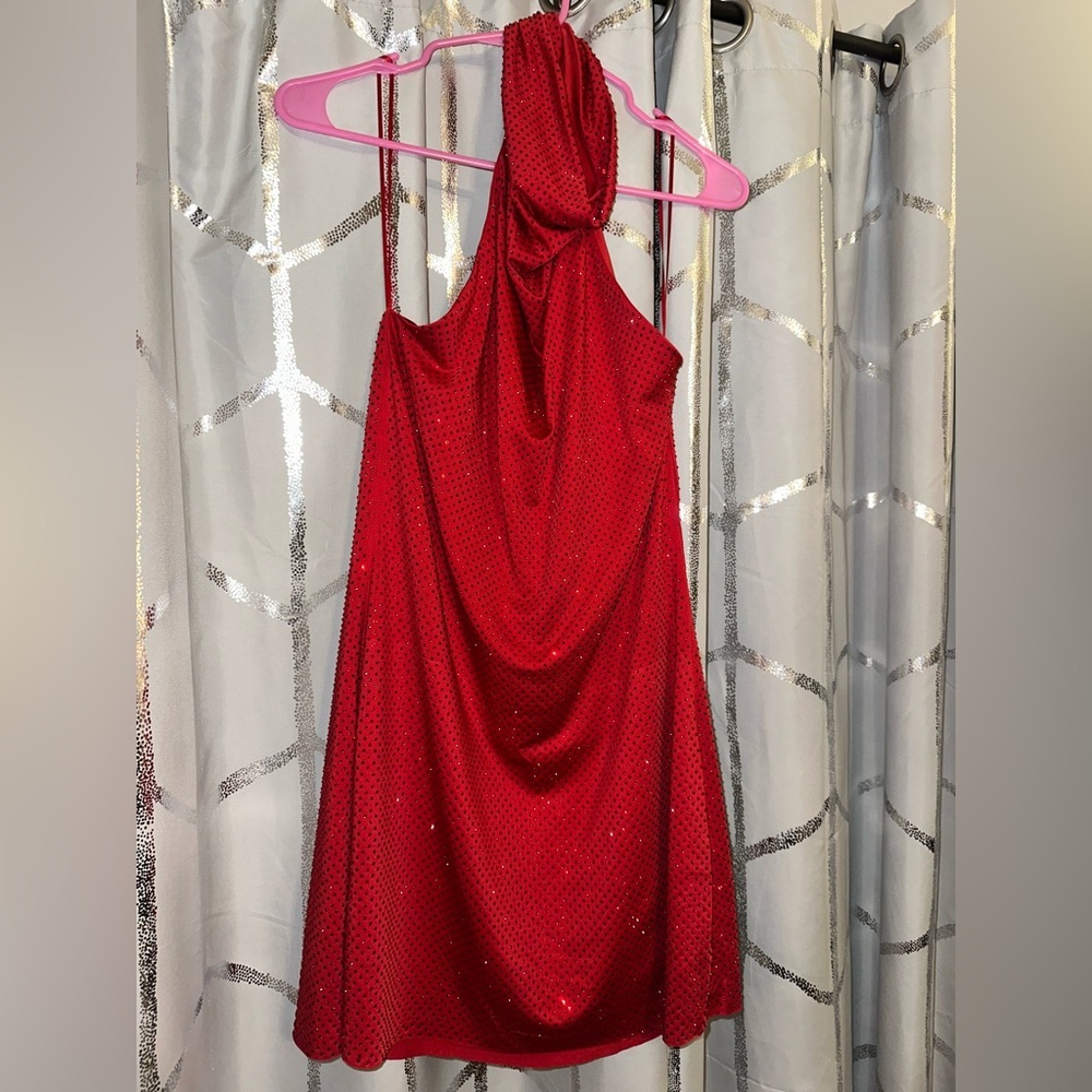 Amanda Uprichard Red Halter Crystal Bling Allover Dress - NWT Medium